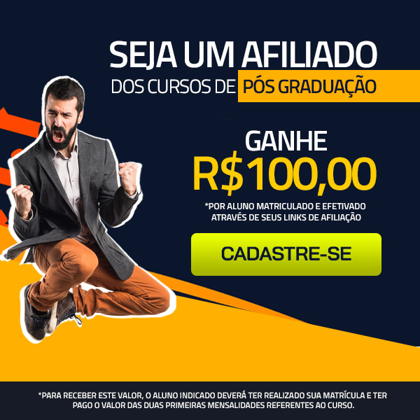 Seja um Afiliado PÓS GRADUAÇÃO FASUL EDUCACIONAL Ganhe 100 Reais por aluno matriculado e efetivado através de seus links de afiliação. Cadastre-se
